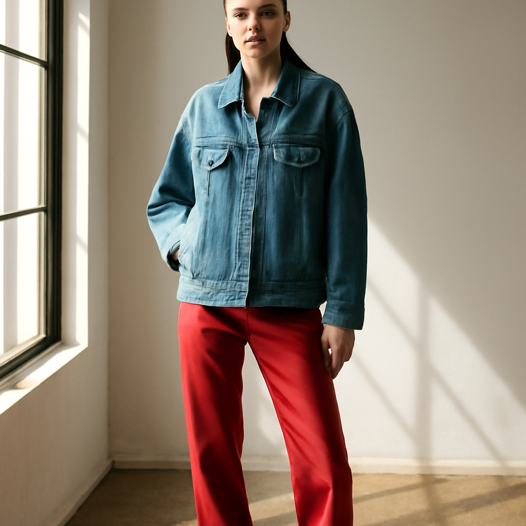 Red Leather Against Faded Denim